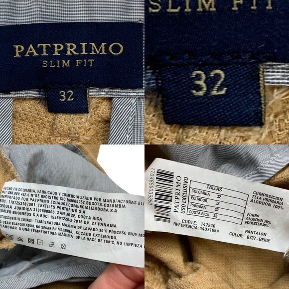 Patprimo Chino Pants With Waistband Details 32 Beige Tan Slim Fit Flat Front - Picture 4 of 12